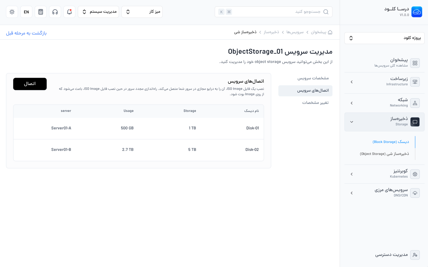 اتصال دیسک ابری به سرور